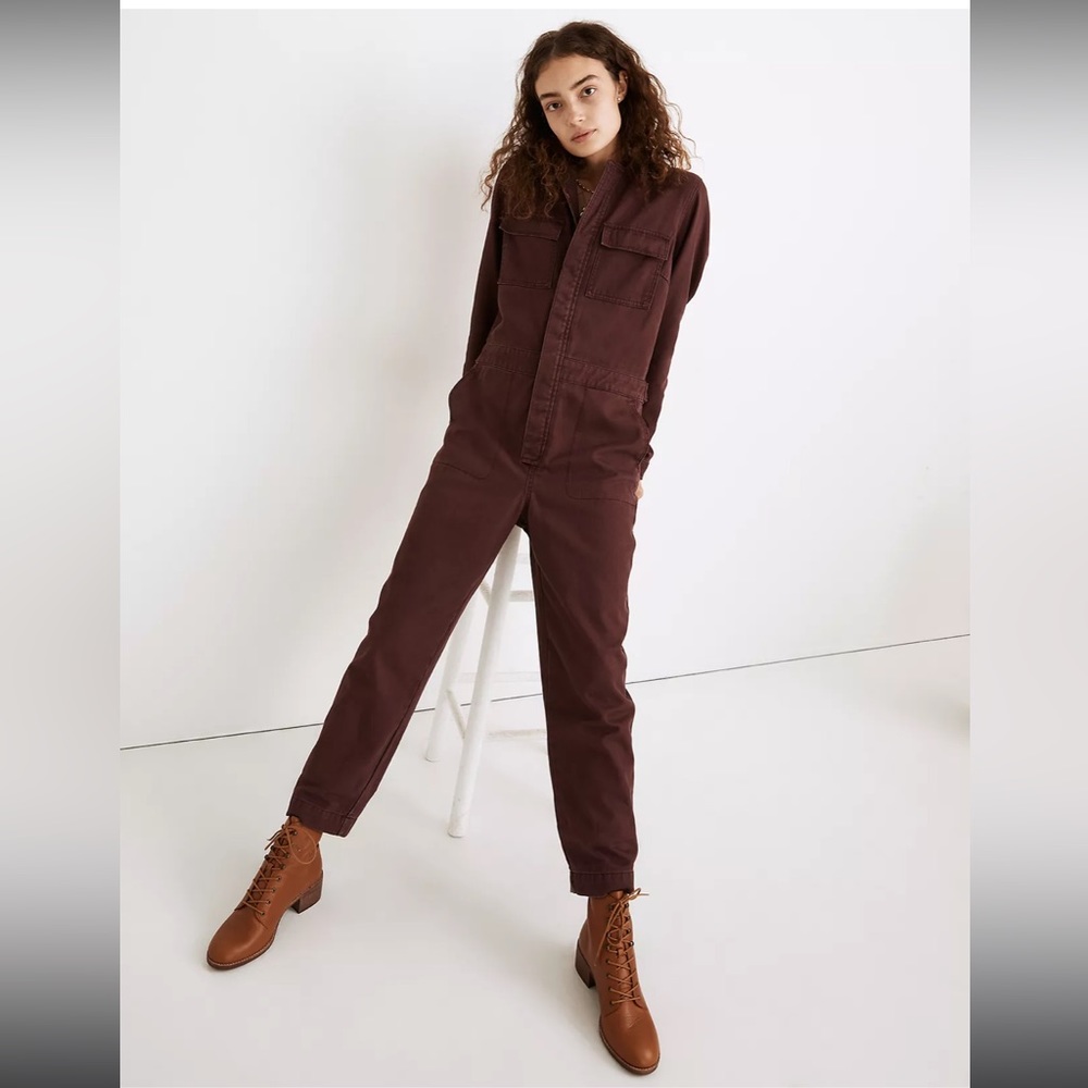 NWT Madewell Signature Coverall Jumpsuit sz small dark fig sz S